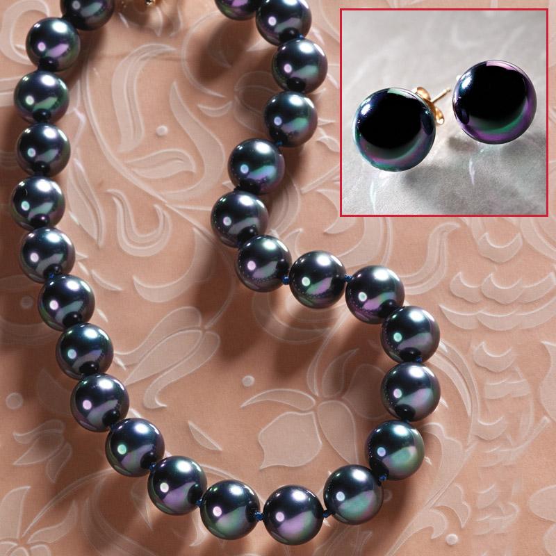 Tahiti Black Peacock Necklace & Earrings